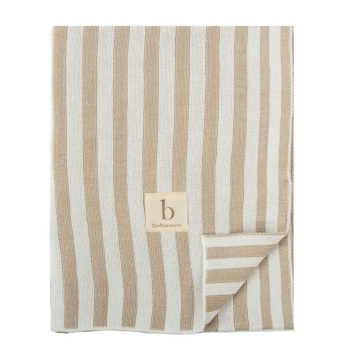 Pletená bambusová deka BIMBIDREAMS STRIPES02 BEIGE