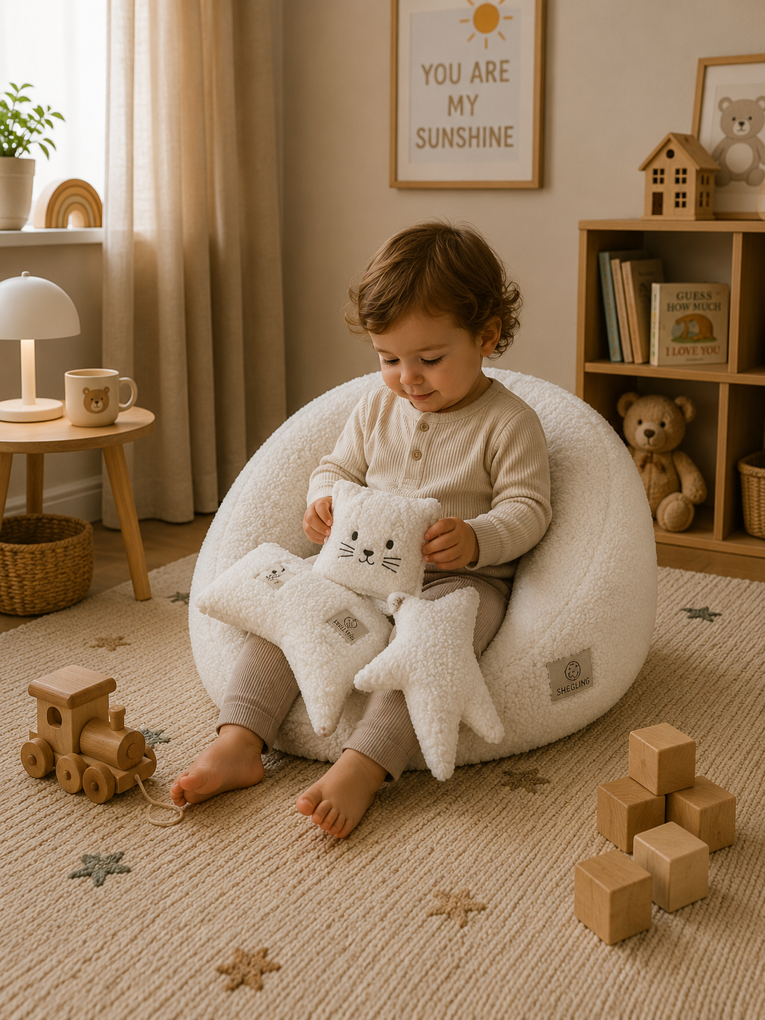Bouclé vankúš stromček SOFTELLO - biely – Obrázok 4