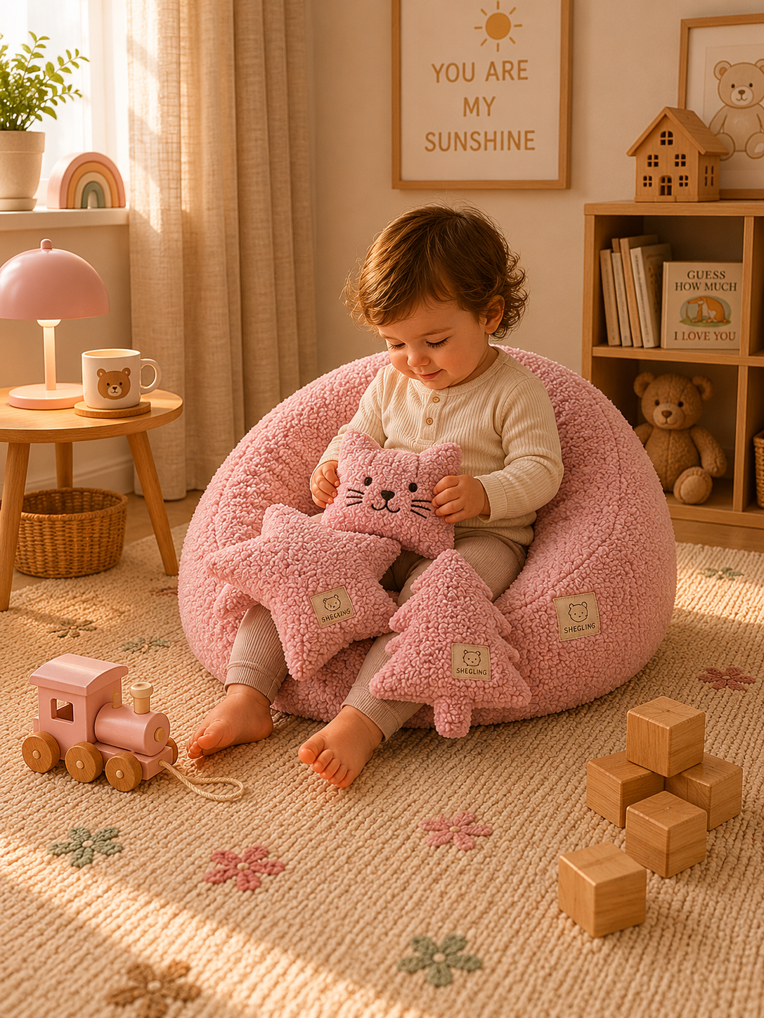 Bouclé vankúš stromček SOFTELLO - ružový – Obrázok 4