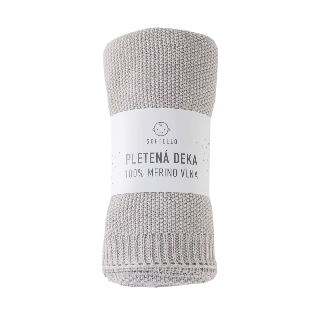 Pletená merino deka SOFTELLO - SABA svetlosivá