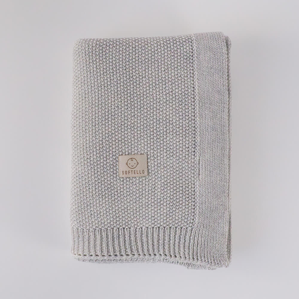 Pletená merino deka SOFTELLO - SABA svetlosivá – Obrázok 2