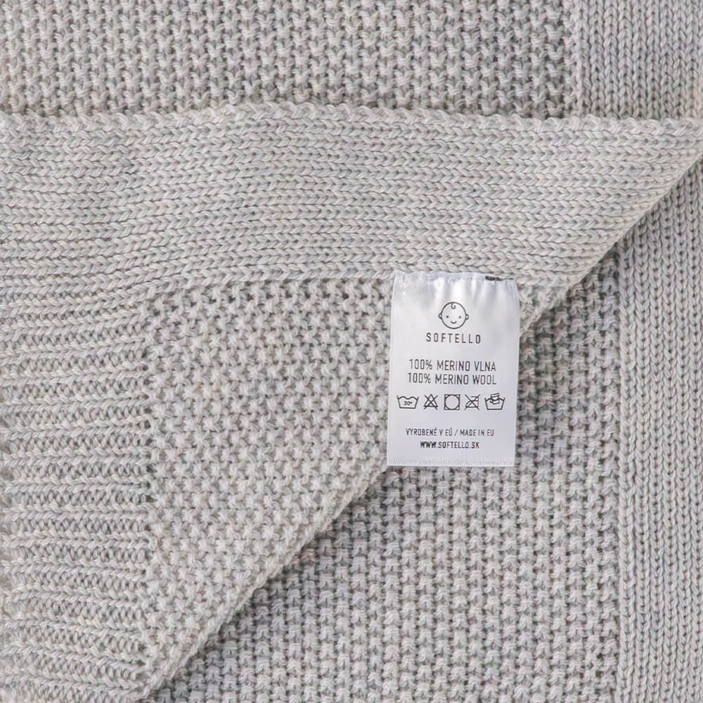 Pletená merino deka SOFTELLO - SABA svetlosivá – Obrázok 3