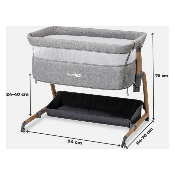 Detská prenosná postieľka 50x90cm FreeON Bliss - sivá – Obrázok 11