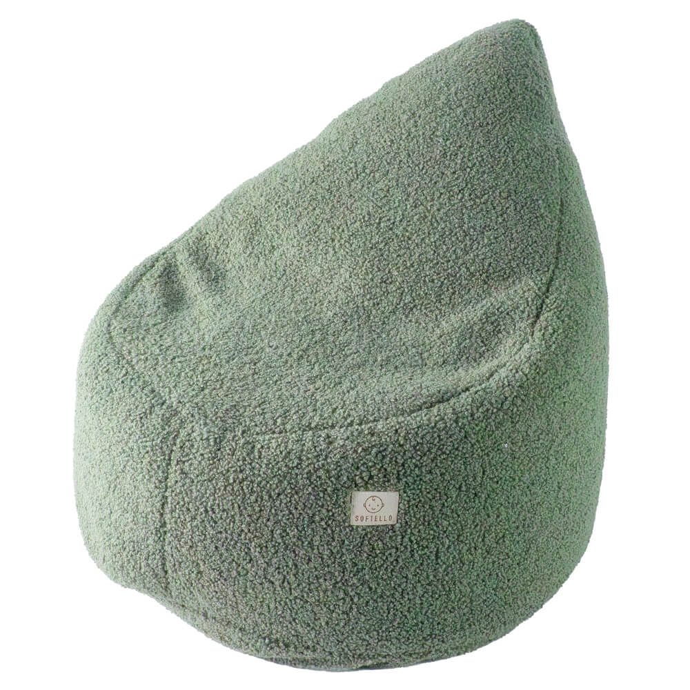 Bouclé sedací vak pre deti SOFTELLO - olivový